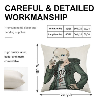 Komaeda Sans Linen Throw Pillow Cover