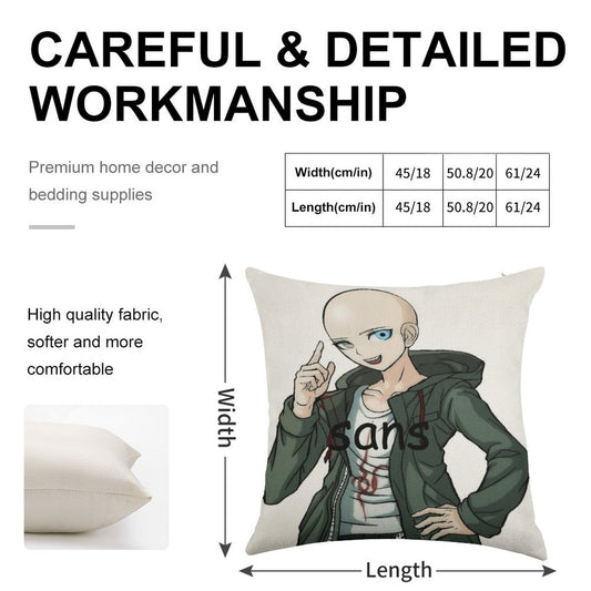 Komaeda Sans Linen Throw Pillow Cover