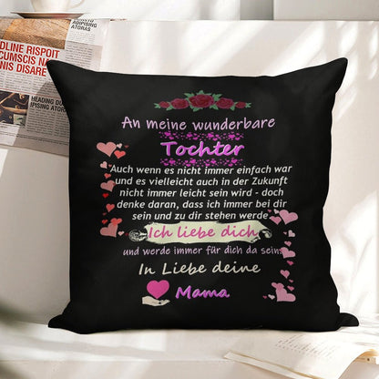Wonderful Daughter-mother Saying Linen Throw Pillow Cover