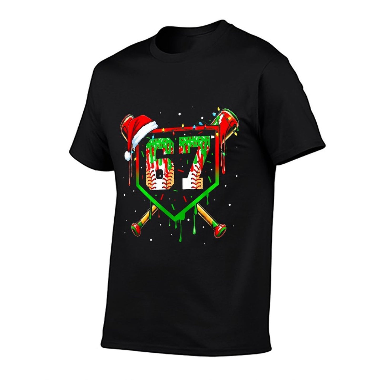 Funny Meme 67 Christmas Baseball Ice Cream Men Boy Xmas  Oversized Silhouette T-Shirt