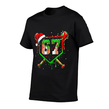 Funny Meme 67 Christmas Baseball Ice Cream Men Boy Xmas  Oversized Silhouette T-Shirt