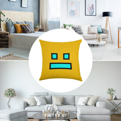 Geometry Dash Linen Throw Pillow Cover