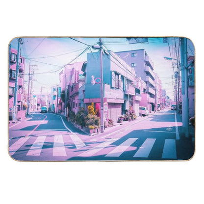 Anime in Real Life Vaporwave Summer Day in Tokyo Residential Area  Dirt-Trapping Bath Mat