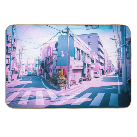 Anime in Real Life Vaporwave Summer Day in Tokyo Residential Area  Dirt-Trapping Bath Mat