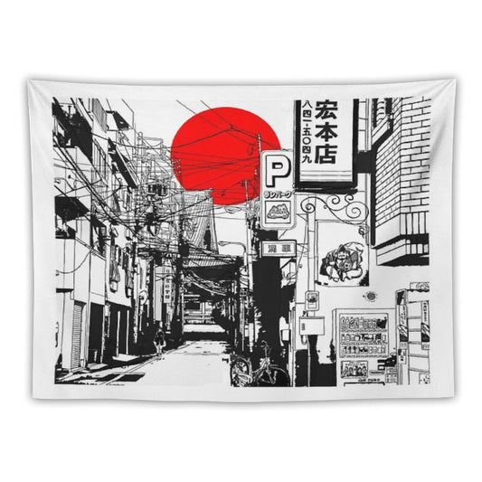 Tokyo Street Sunrise Tapestry