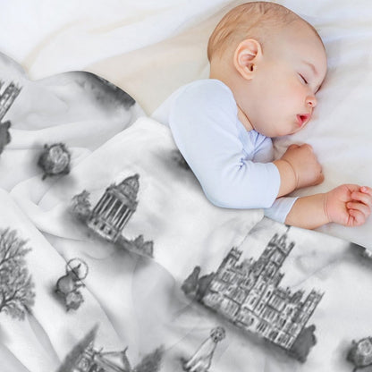Black And Gray Downton Abbey Toile Throw Blanket