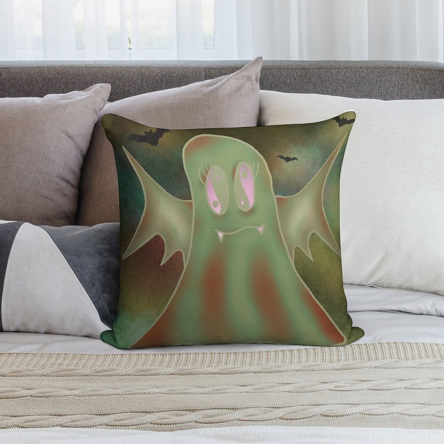 Bat Ghost Soft Easy Maintenance Throw Pillow