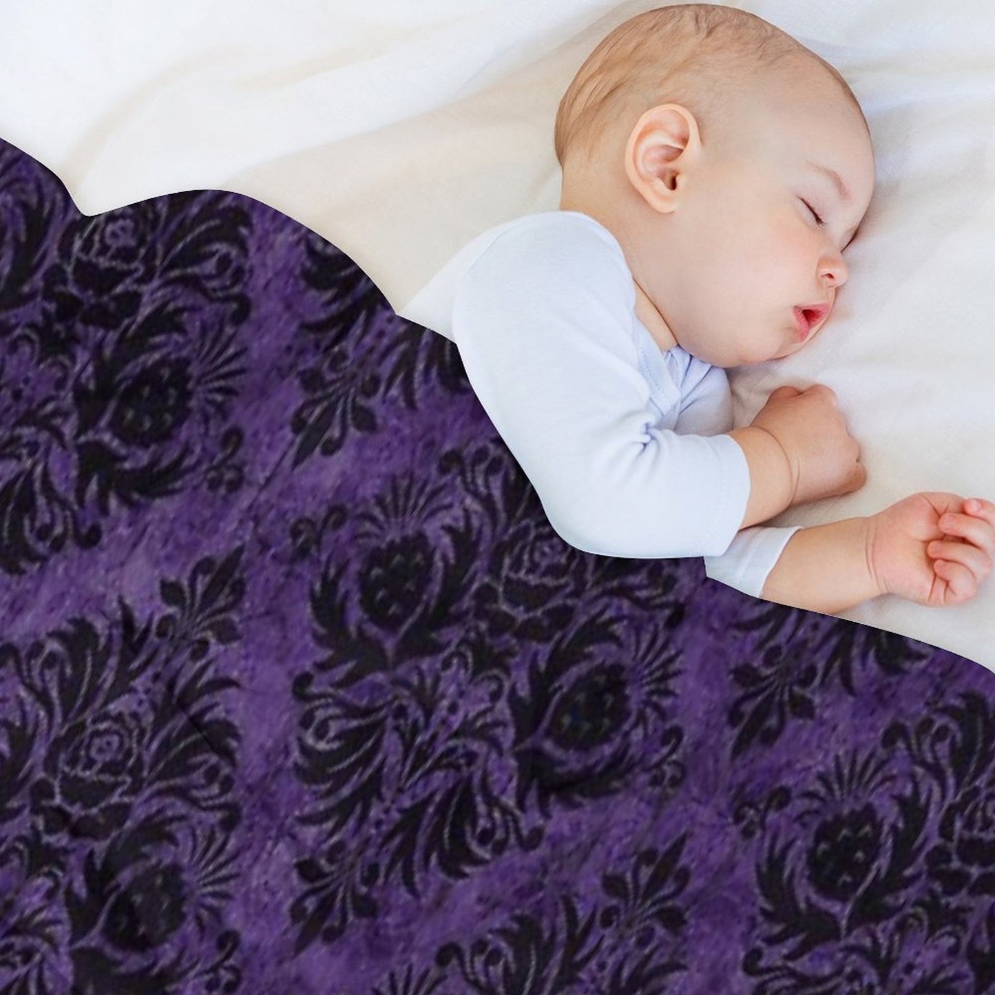 Gothic Damask Purple Throw Blanket