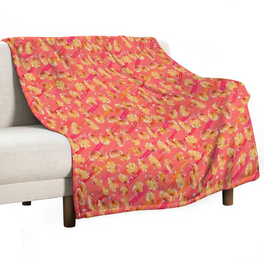 Watercolor Painted Flowers with Diagonal Accents Throw Blanket