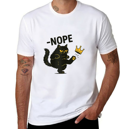 Nope Cat Funny Black Cat Crown Graphic  Soft T-Shirt