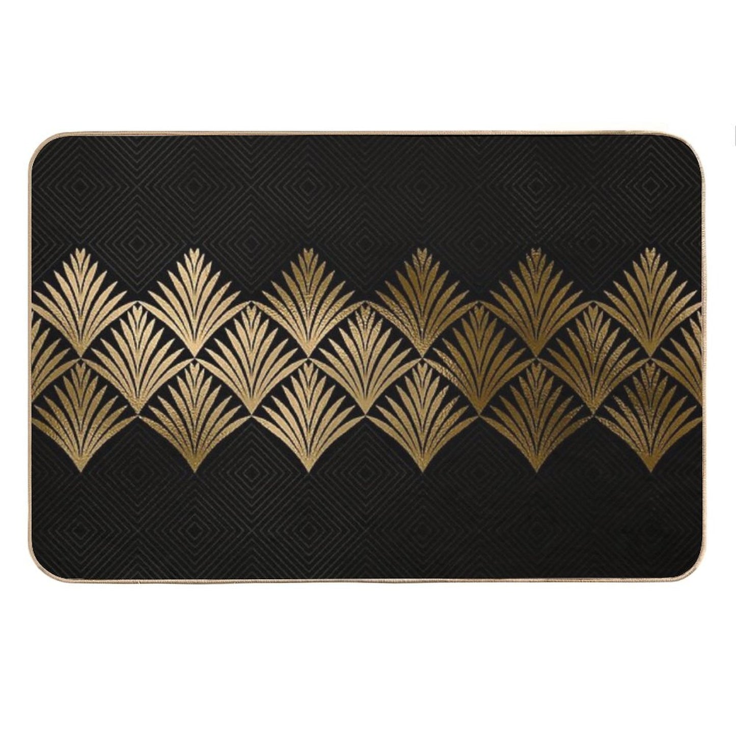 Reims, France Luxueux Black And Gold Hues Art Deco Bath Mat