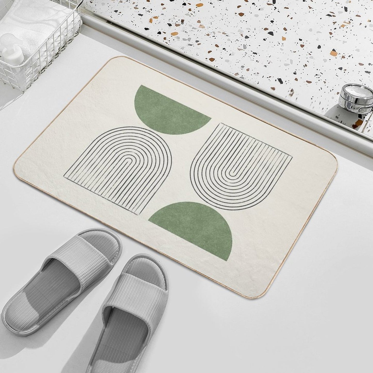 Arch Balance Green - Mid Century Modern  Toxin-Free Bath Mat