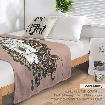 Garter Snakes with White Peonies Throw Blanket
