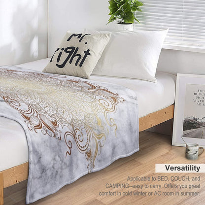 Mandala - Marble Gold Throw Blanket