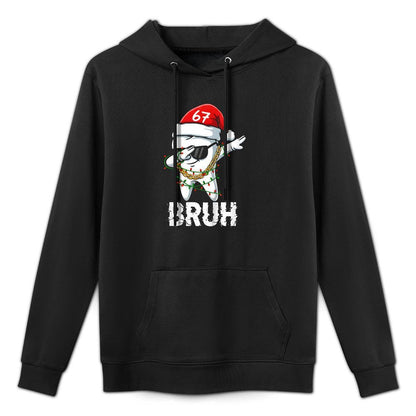 Kids Bruh 67 Dabbing Funny Santa Dental Christmas Six Seven Meme Kangaroo Pocket Hoodie