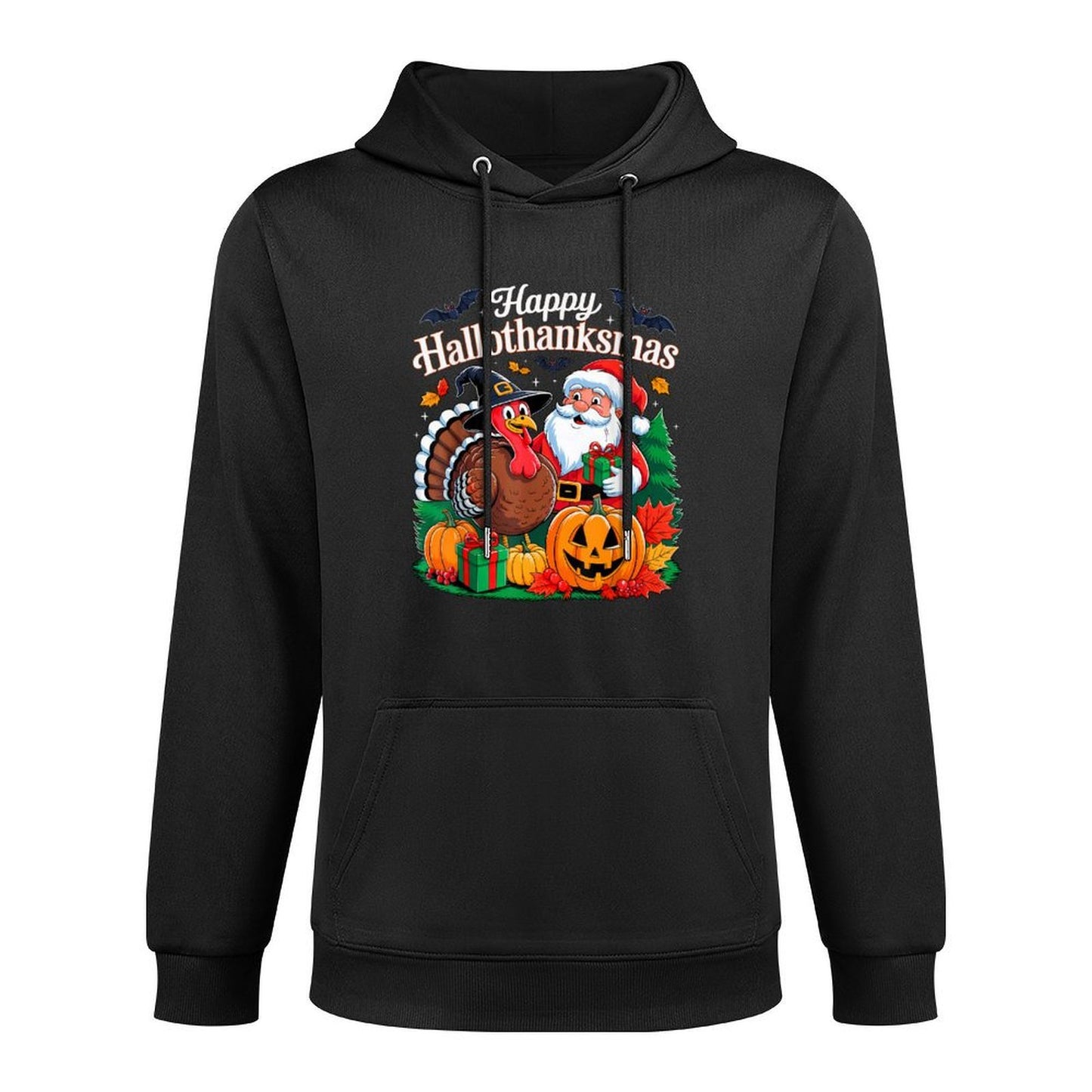 Happy Hallothanksmas Halloween Thanksmas Xmas Thanksgiving Medium-Weight Fabric Hoodie