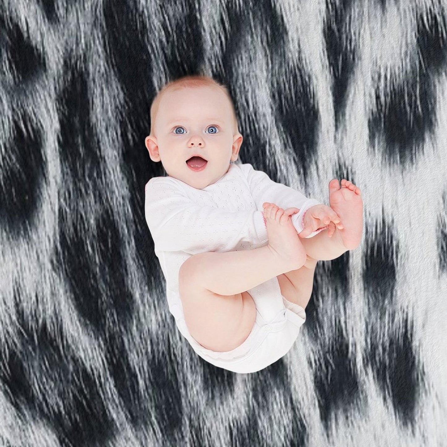 Snow Leopard Real to Life Print Throw Blanket