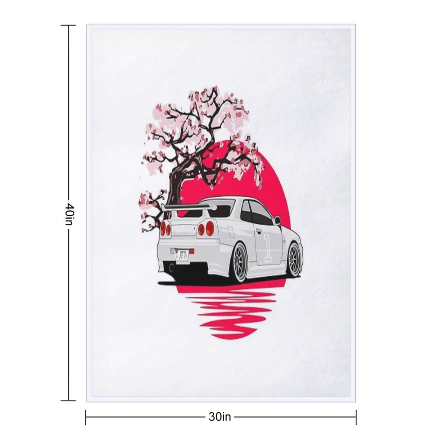 R34 GTR Japan White Throw Blanket