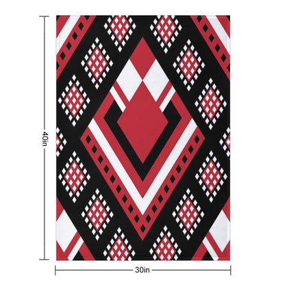 Modified Traditional Retso Pattern- Zimbabwe (Red, White And Black) Throw Blanket