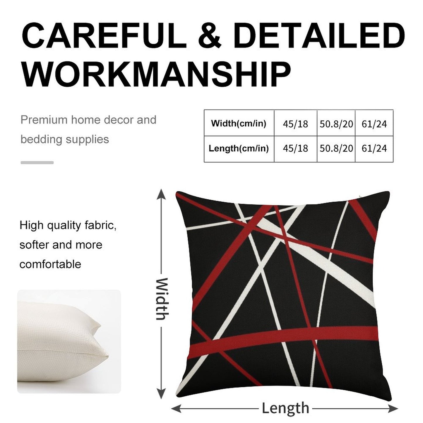 Red And White Strips Against A Black Background Linen Throw Pillow Cover