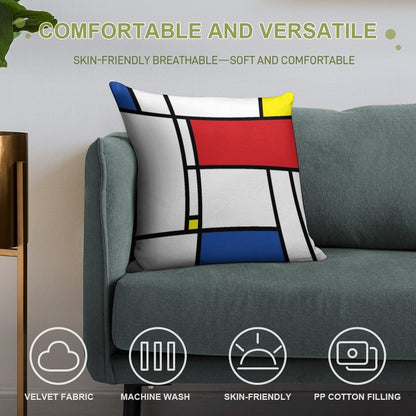 Mondrian Minimalist De Stijl Modern Art © Fatfatin Soft Easy Maintenance Throw Pillow