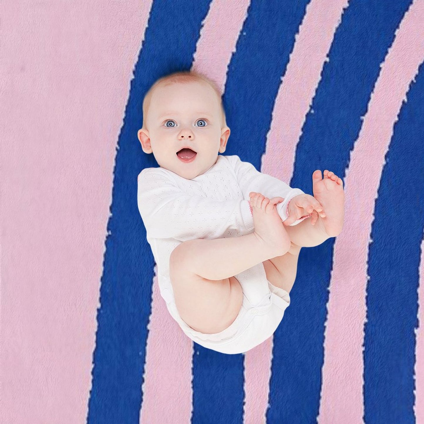 Blue Lines, Abstract Pattern, Mid Century Abstract Art Throw Blanket