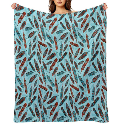 Tlingit Feathers - Blue Throw Blanket