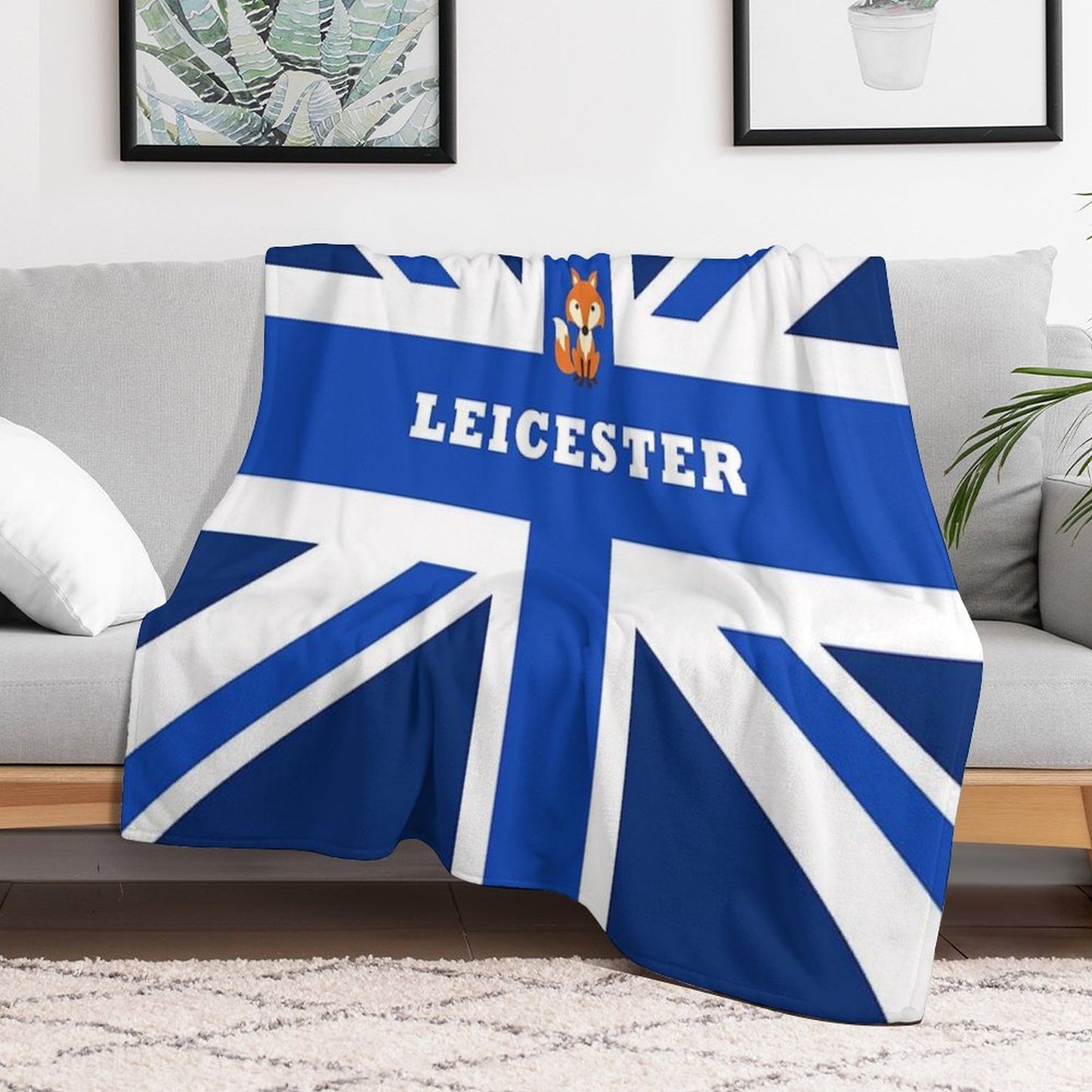 Leicester - Union Jack Flag Throw Blanket