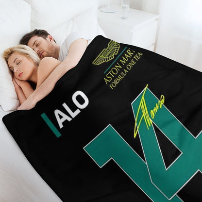 Fernando Alonso 14 Aston Martin F1 2023 Throw Blanket