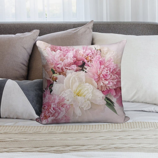 Peonies Soft Skin-Friendly Throw Pillow