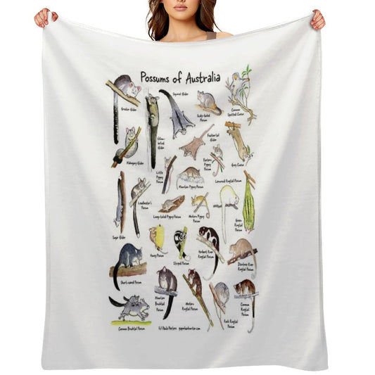 Possums of Australia (with Names) Throw Blanket