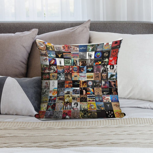 Classic Rock Covers - Collage Soft Reinforced Edging Throw Pillow