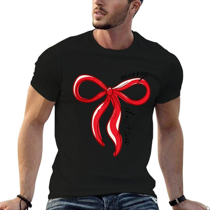 Merry Christmas Bow Red Santa Xmas Coquette Aesthetic  High-quality Stitching T-Shirt