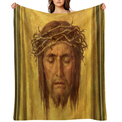 Veronica's  Veil, Jesus Face, Shroud Throw Blanket