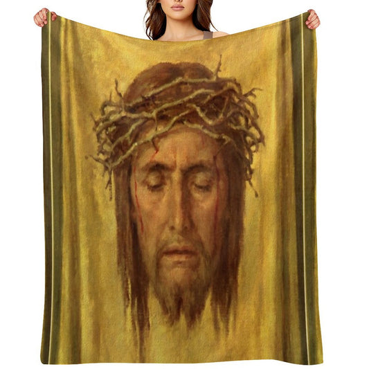 Veronica's  Veil, Jesus Face, Shroud Throw Blanket
