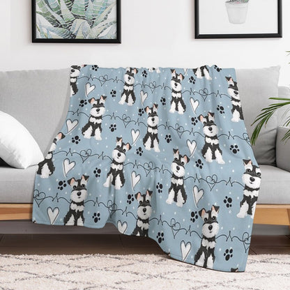 Love Black And White Miniature Schnauzer Throw Blanket