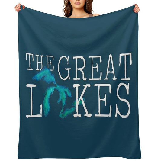 The Great Lakes Watercolor Lakes Throw Blanket