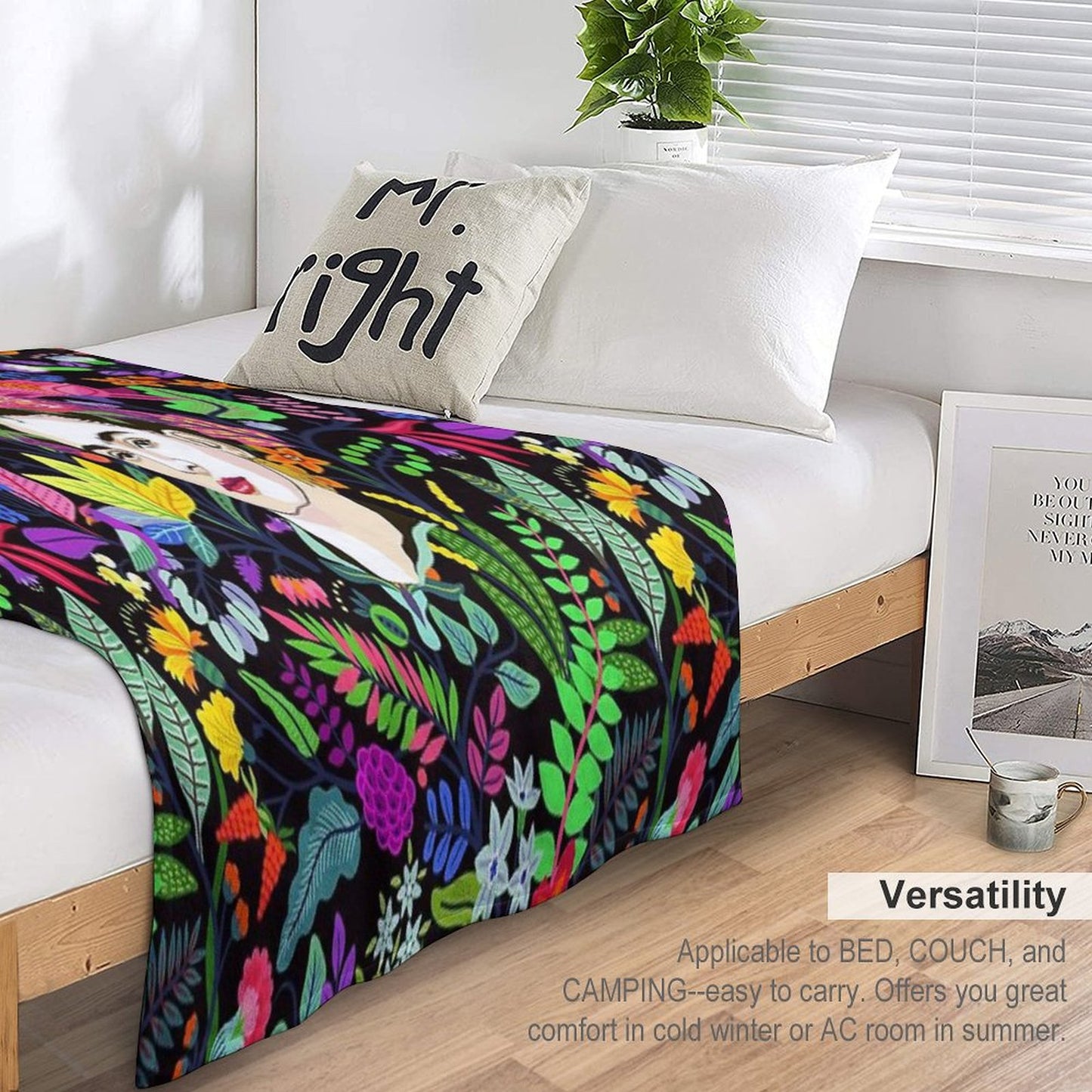 Frida in Bloom Throw Blanket