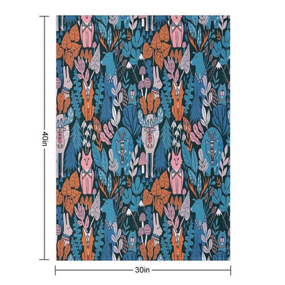 Animals of Canada. Forest, Plants, Mountains, Mushrooms Throw Blanket