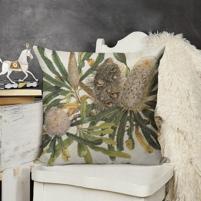 Banksia Serrata Linen Throw Pillow Cover