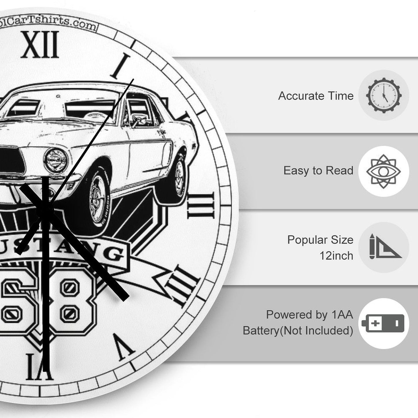 68 Mustang Coupe Wall Clock