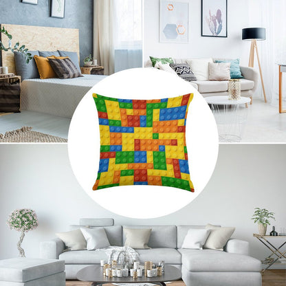 Building Blocks Construction Brick Linen Throw Pillow Cover