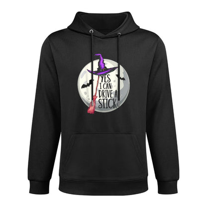 Yes I Can Drive A Stick Funny Halloween Spooky Witch Womens Moisture-Wicking Hoodie