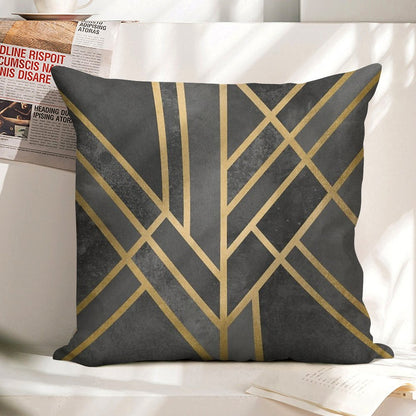 Art Deco Geometry 1 Linen Throw Pillow Cover