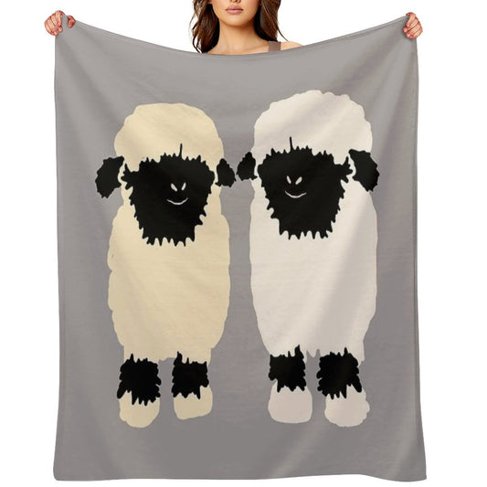 Valais Black Nose Sheep Friends Throw Blanket