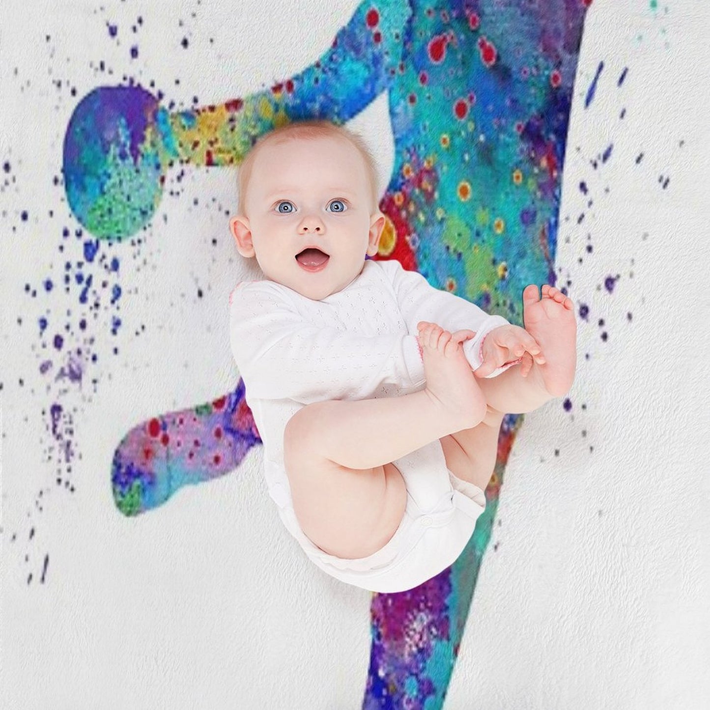 Handball Girl Colorful Watercolor Silhouette Throw Blanket