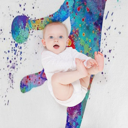 Handball Girl Colorful Watercolor Silhouette Throw Blanket