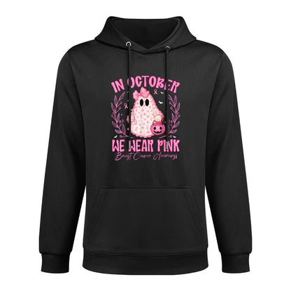 Breast Cancer In October We Wear Pink Ghost Halloween Breathable Fabric Hoodie