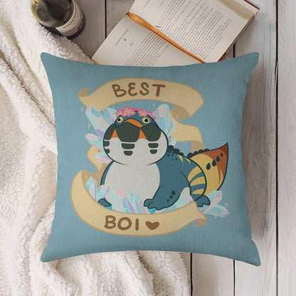 Dodogama Best Boi (MonHun World) Linen Throw Pillow Cover