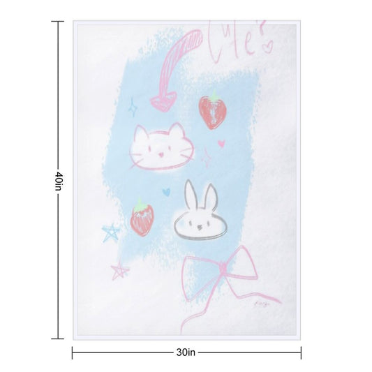 Bunny And Kitty Design (blue Ver 2) Throw Blanket